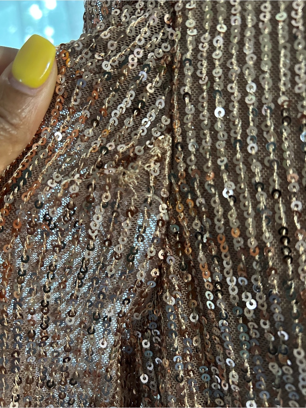 Mac Duggal Sequined High Neck Puff Long Sleeve Column Gown - Picture 6 of 7